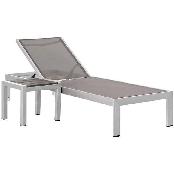 Modway Shore 2 Piece Outdoor Patio Aluminum Set - Silver Gray