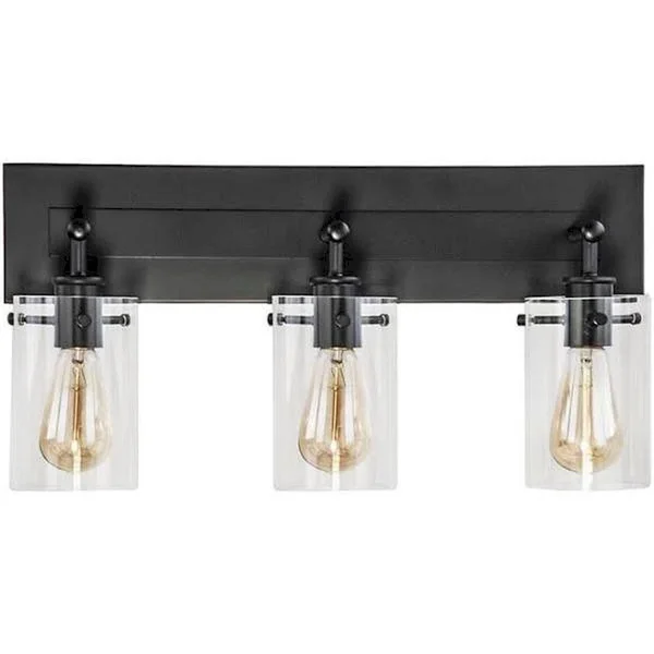 Hampton Bay Regan 21 in. 3-Light Espresso Vanity Light with Clear Glass Shades 2