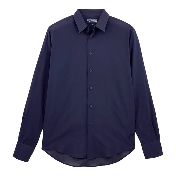 Vilebrequin Solid Cotton Veil Shirt, Caracal - Navy