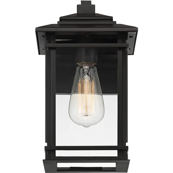John Timberland North House 12 inch High Matte Black and Glass Outdoor Wall Light - Size: 12 x 8 x 9 82518375