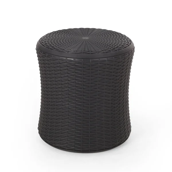 Iven Outdoor Faux Wicker Patio Table - Dark Brown