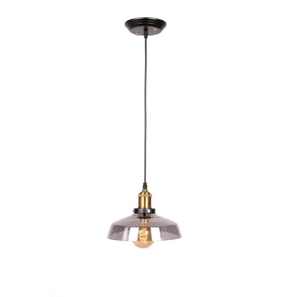 Pendant Light Wide Dome Glass Shade for Over The Counter - Charcoal
