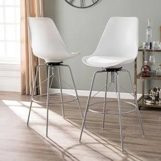 Strick & Bolton Fernest Black Swivel Bar Stool (Set of 2) (White)