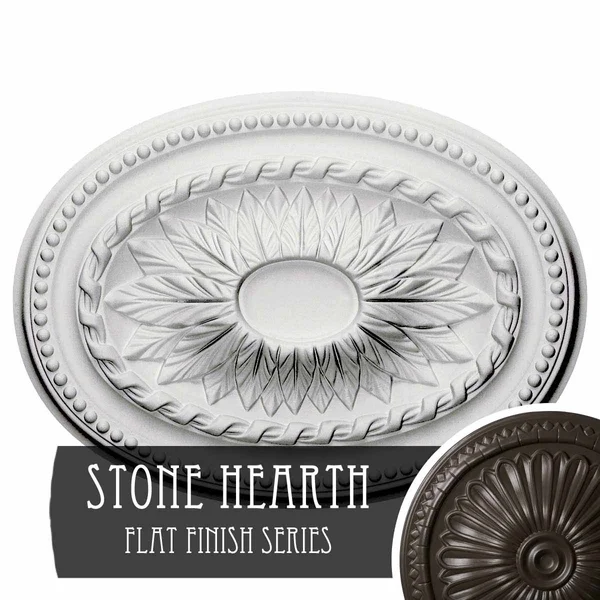 18 1/2x22W x 13 1/2x22H x 1 7/8x22P Saverne Ceiling Medallion - Hand-Painted Stone Hearth