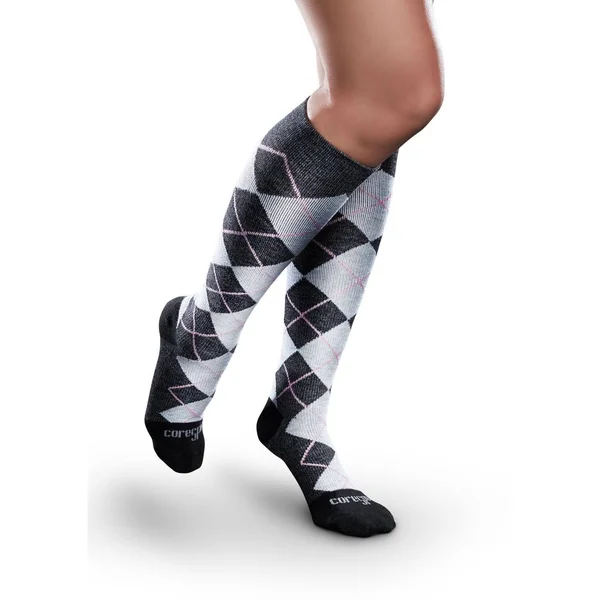 Therafirm Patterned Core-Spun Merger Compression Socks for Men & Women 20-30 mmHg in Pink Size Medium