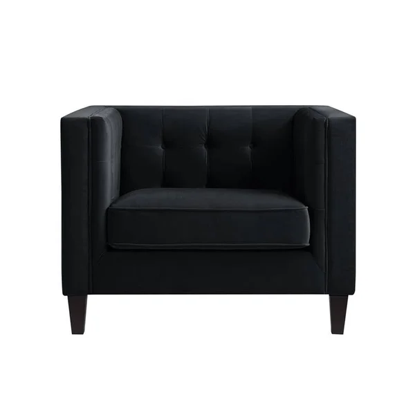 Posh Living Phoenix Velvet Button Tufted Club Chair Black