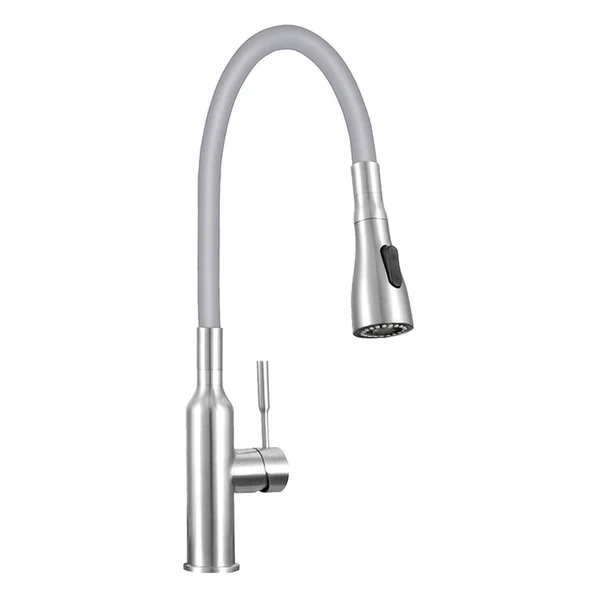Transolid Single-Handle Utility Faucet with Dual Spray and Flex Neck in Brushed Nickel/Grey PF7509C