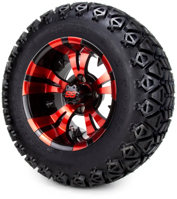 Golf Cart King 12x22 Vampire Red/Black Wheels Plus X-Trail Tires