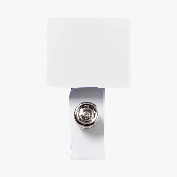 100 Bulk Wholesale Blank Name Badge Holder Clip with Vinyl Strap Attachment and Snap Closure - Square - White