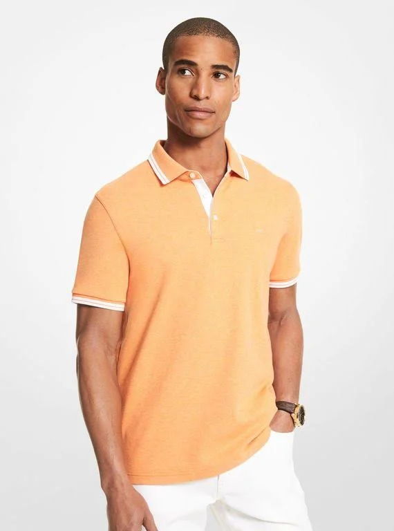 Michael Kors Greenwich Cotton Polo Shirt - Orange - Polo Shirts