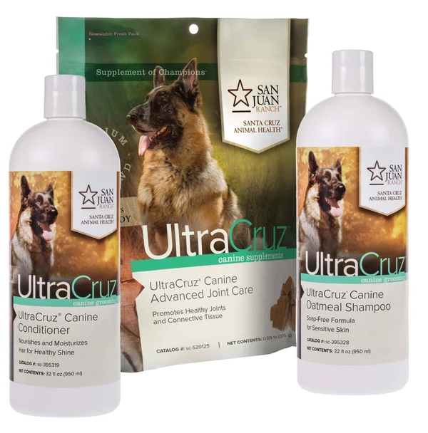 UltraCruz Canine Advanced Joint Supplement (60 Count) - Oatmeal Dog Shampoo and Conditioner (32 oz Each) Bundle