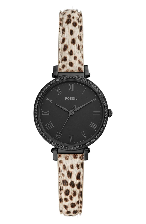 Fossil Women's Kinsey Three-Hand Faux Cheetah Hair Leather Watch