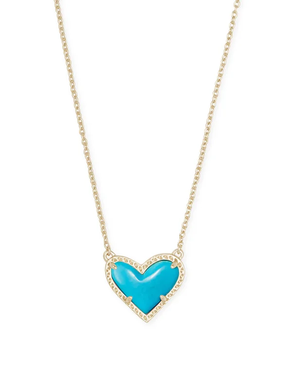Kendra Scott Ari Heart Gold Pendant Necklace in Turquoise Magnesite