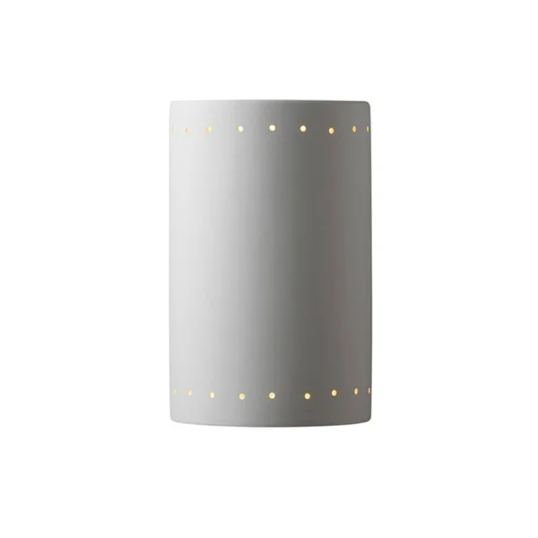 Justice Design Ambiance CER-1295W Large Cylinder with Perfs Outdoor Wall Sconce, Real Rust