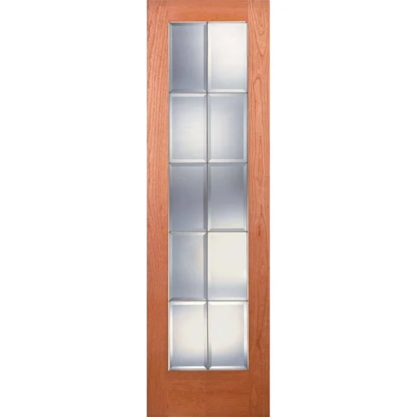 Feather River Doors 24 in. x 80 in. 10 Lite Unfinished Cherry Clear Bevel Zinc Woodgrain Interior Door Slab - Cherry- Ready to St