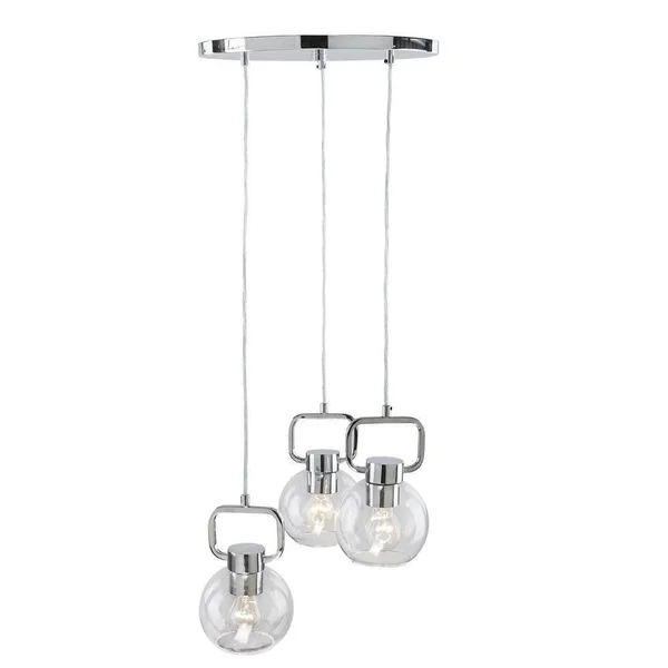 Elle Decor 3-Light Chrome Pendant with Clear Glass Shades DS18930