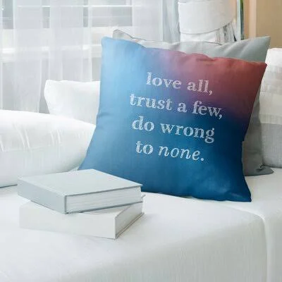 Handwritten Do No Wrong Quote Linen Pillow Cover East Urban Home Color: Blue/Pink - Size: 26x22 x 26x22