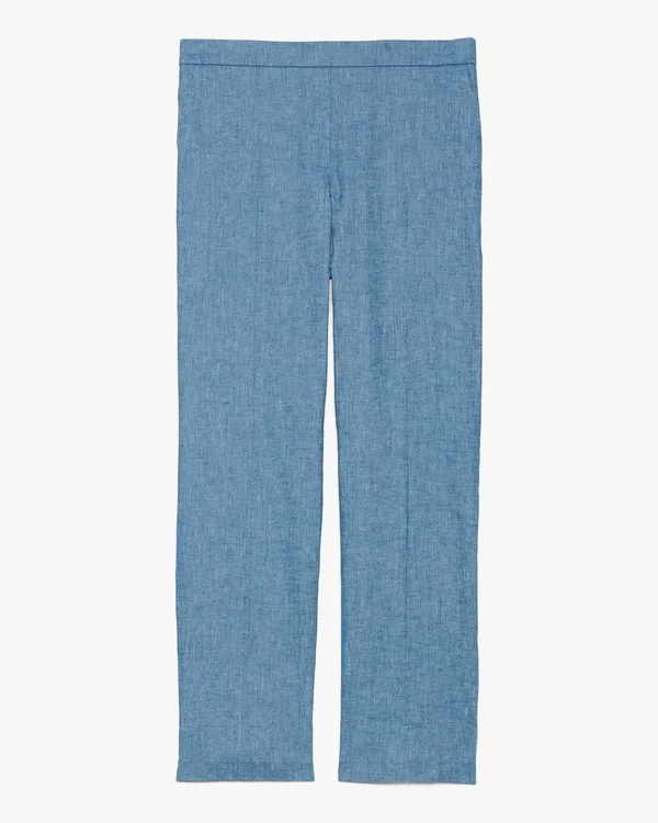 Theory Women's Treeca Stretch-Linen Cropped Pants - Denim - Size 0