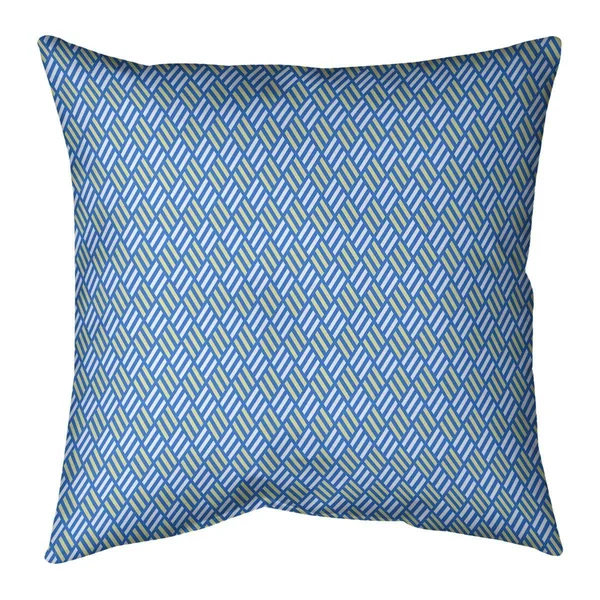 Blue Feature Two Color Stripe Diamonds Throw Pillow - 20 x 20 - Blue & Orange - Synthetic Fiber