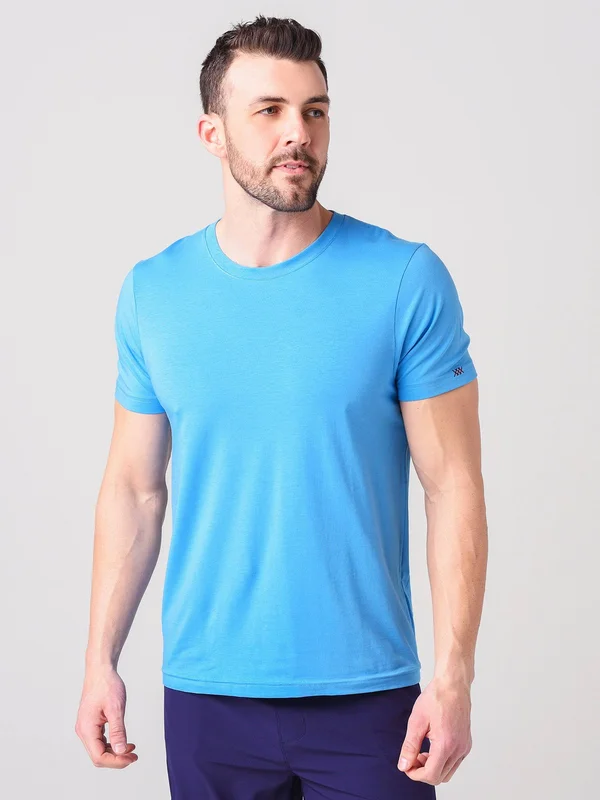 Rhone Element Tee - Comfortable Pima Cotton Crewneck Shirt, Azure Blue, Size: XXL