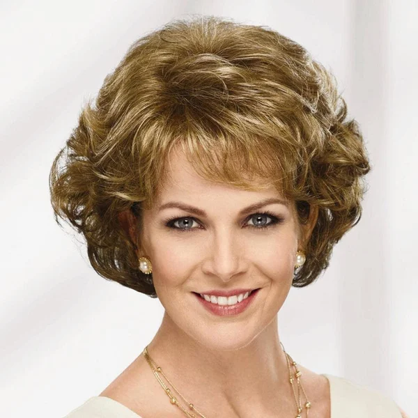 Vienna Wig by Paula Young in Gray - Curly Mid-Length Short Wig