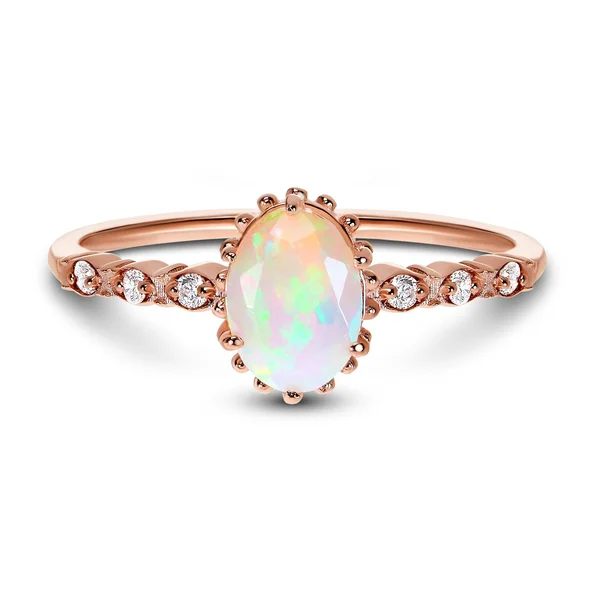 Opal Ring Above Clouds 14kt Rose Gold Vermeil Size 6 Opal Jewelry by Moon Magic