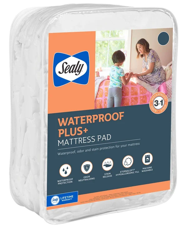 Sealy Waterproof Plus+ Mattress Pad, Size: King, White