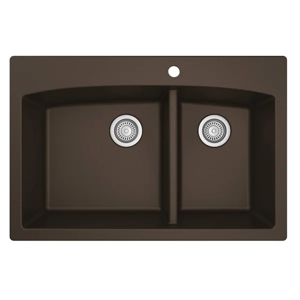 Karran Drop-in Quartz Double Bowl Kitchen Sink - Brown