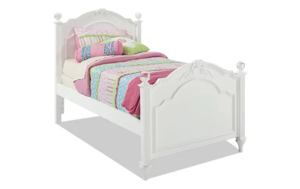 Madelyn Twin Bed in White, Glam Kids& Beds Pine Solids/Poplar Solids by Bob&s Discount Furniture