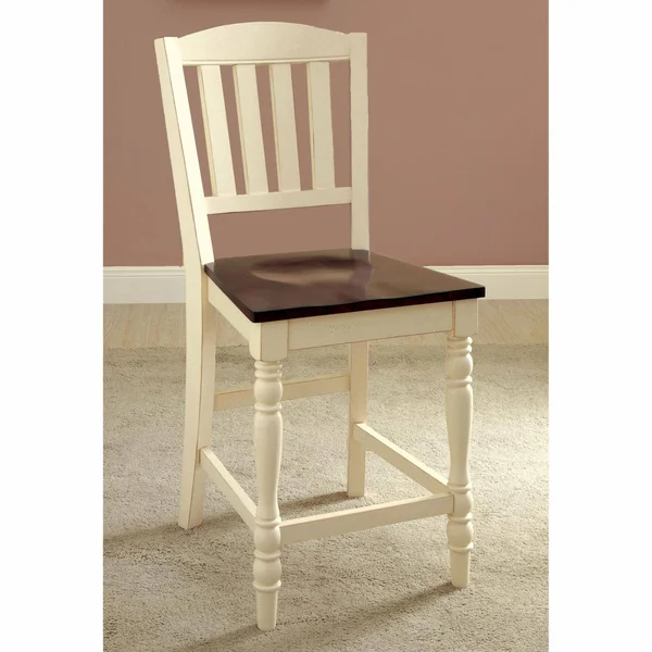 Furniture of America Besette Cottage Counter Height 2 Tone Dining Chair - Set of 2