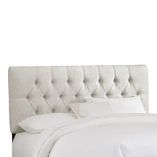 Skyline Furniture Twin Tufted Headboard in Linen Talc