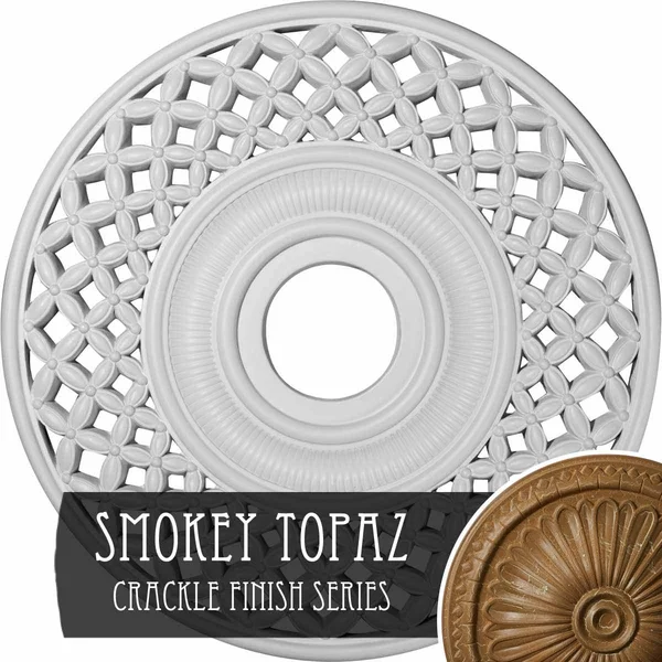 22 1/4x22OD x 4 3/4x22ID x 1 1/4x22P Robin Ceiling Medallion (Fits Canopies Up to 6 1/4x22), Hand-Painted Smokey Topaz Crackle
