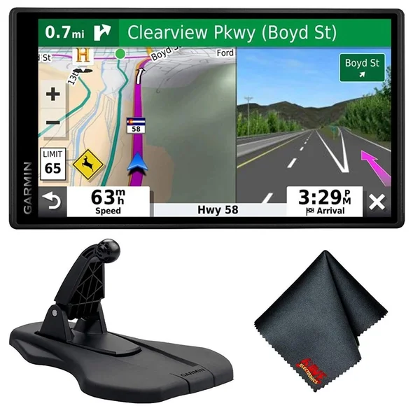 Garmin DriveSmart 55 w/Traffic 5.5x22 Display GPS Navigator + Friction Dash Mount, 7.5 x 5.0 x 2.8 inches