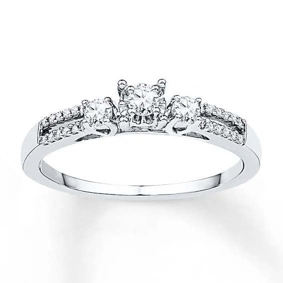 Kay Three-Stone Ring 1/4 ct tw Diamonds 10K White Gold