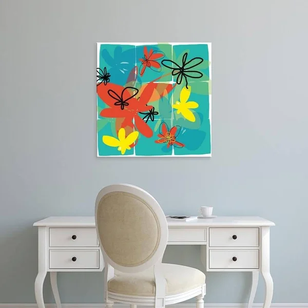 Easy Art Prints Jan Weiss's 'Pop Goes Space One' Premium Canvas Art - 16 x 16 - Brazilian Barnwood Frame