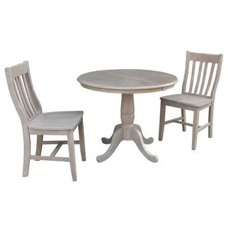 Petra Extendable Pedestal 3 Piece Solid Wood Bistro Set August Grove Color: Washed Gray Taupe