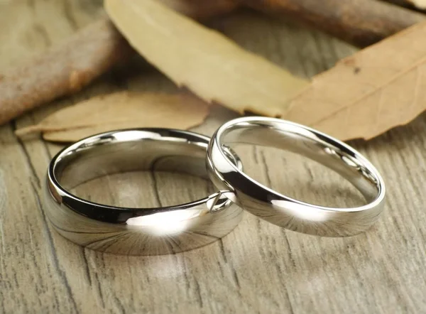 His and Hers Matching White Gold Polish Wedding Bands Rings 6mm and 4mm Wide Titanium Rings Set
