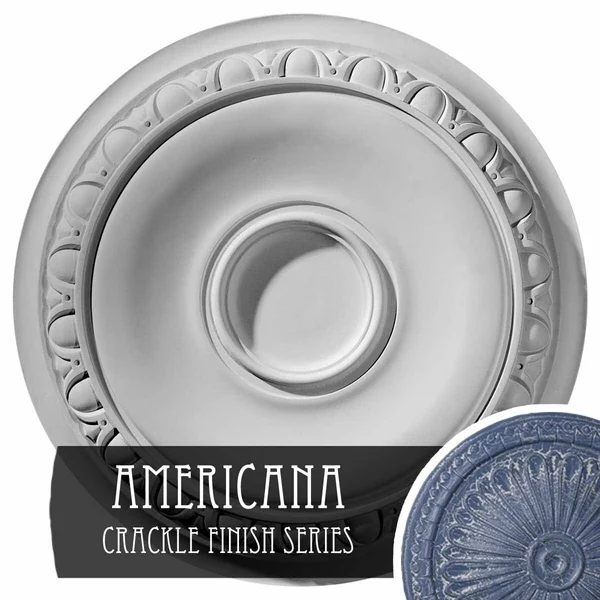 24 1/4x22OD x 1 1/2x22P Caputo Ceiling Medallion (Fits Canopies Up to 6x22), Hand-Painted Americana Crackle