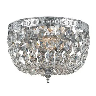 House of Hampton Milan 2-Light Flush Mount Finish: Chrome, Crystal Grade: Majestic Wood Polished