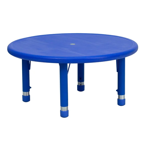 Lancaster Home 33 inch Round Plastic Height Adjustable Activity Table - School Table for 4 Natural - Beige