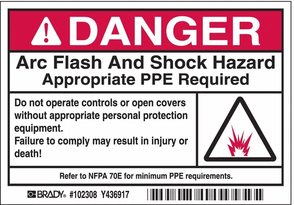 Brady 102308 Arc Flash Protection Label - PK100, 5" x 3