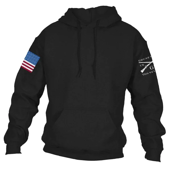 Grunt Style Full Color Flag Basic Pullover Hoodie - 3XL - Black