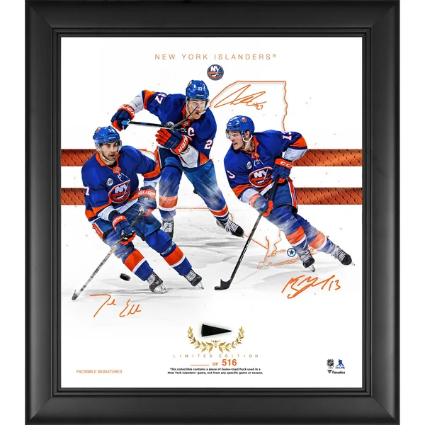 Fanatics Authentic New York Islanders Framed 15x22 x 17x22 Franchise Foundations Collage with A Piece of Game Used Puck - Limite