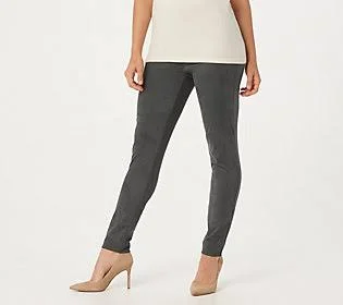 Graver Susan Graver Regular Faux Suede Pull-OnLeggings, Size X-Large, Thunder Grey