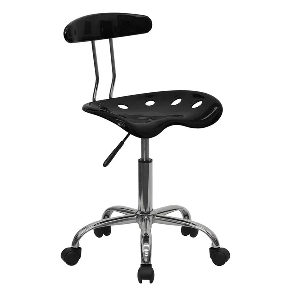 Offex Black and Chrome Computer Task Chair with Tractor Seat