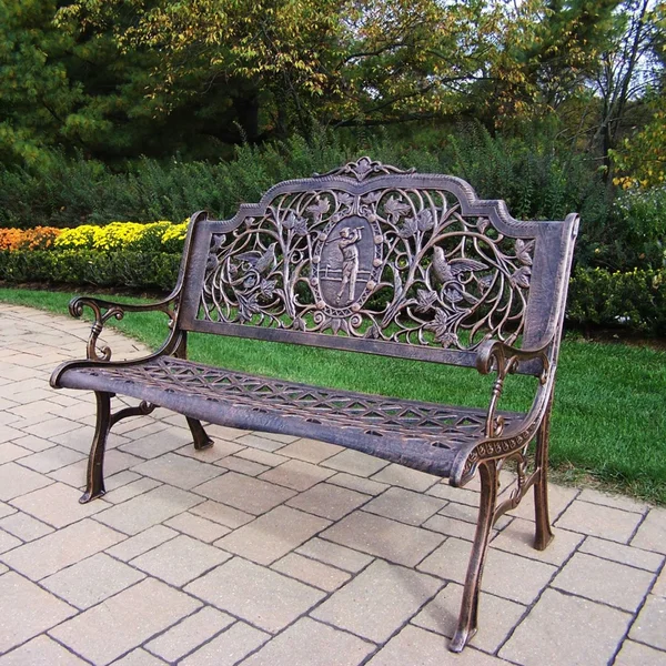 Oakland Living Golfer Cast Aluminum Bench, Antique Pewter