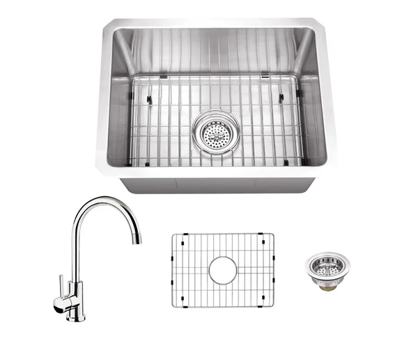 Soleil SSRA1520P805CP Radius 20x22 L x 15x22 W Undermount Bar Sink with Faucet Faucet Finish: Polished Chrome