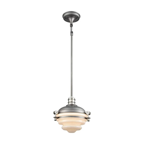 Elk Lighting 16106/1 Riley 1 Light Pendant in Weathered Zinc - Polished Nickel