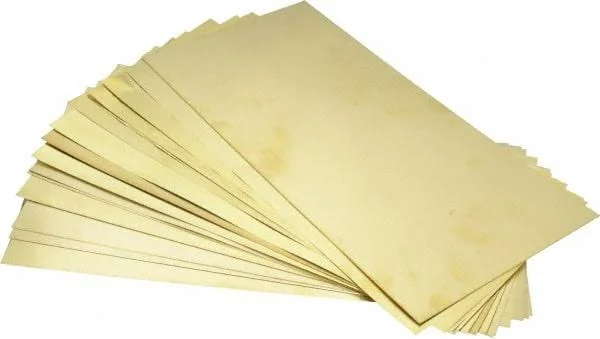 Made in USA 15 Piece, 0.001 to 0.031 inch Thickness, Brass Shim Stock Sheet Assortment - 12 inch Long x 6 inch Wide, Part #2015