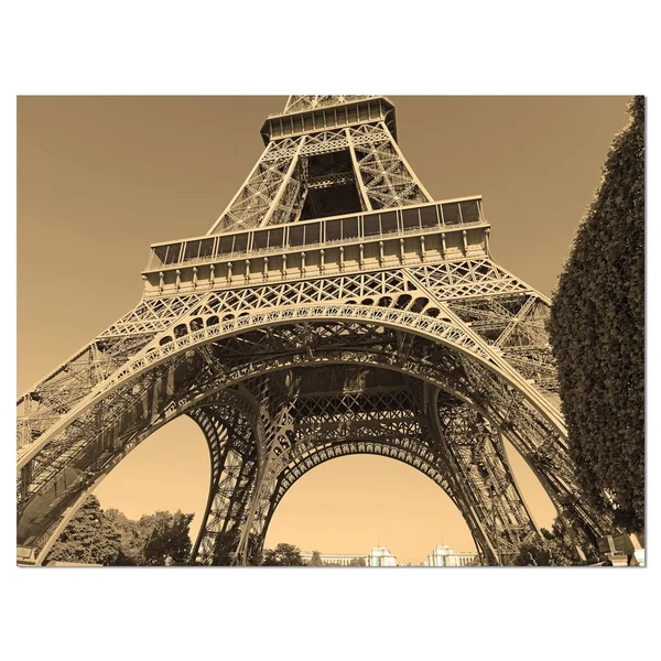 Design Art Iconic Paris Eiffel Tower View from Ground Cityscape Photographic Print on Wrapped Canvas Size: 28x22 H x 60x22 W x 1